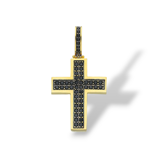 Ciondoli e pendenti Ciondolo in oro a forma di Croce con pavè di zirconi neri - Gioielli Pavan