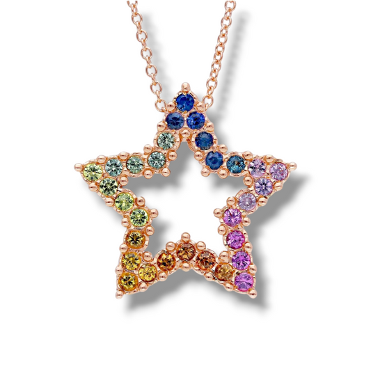 Girocollo Girocollo in oro a cuore o stella con zaffiri rainbow - Gioielli Pavan