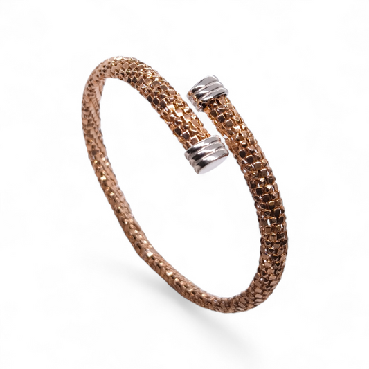 Bracciale Bracciale Rigido Argento 925 Bicolore Diamantato - Gioielli Pavan