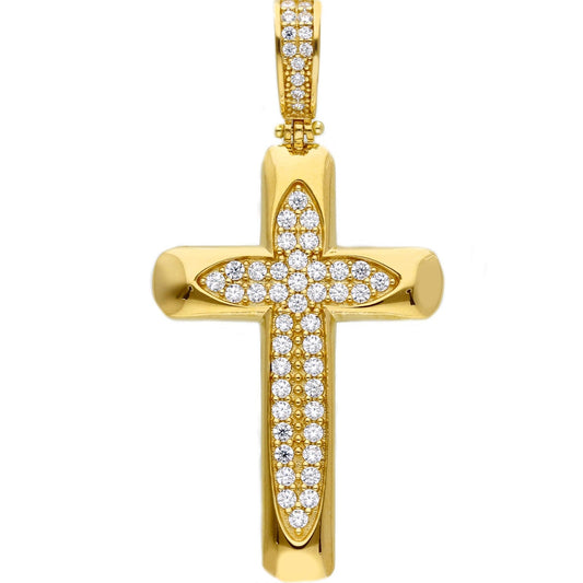 Ciondoli e pendenti Ciondolo in oro a forma di Croce sagomata con pavè zirconi - Gioielli Pavan