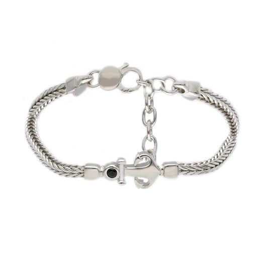 Bracciale Bracciale in argento geometrico con ancora e onice - Gioielli Pavan