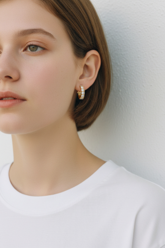 Orecchini Orecchini a Cerchio Argento 925 Dorati Oro Giallo con Zirconi - Gioielli Pavan