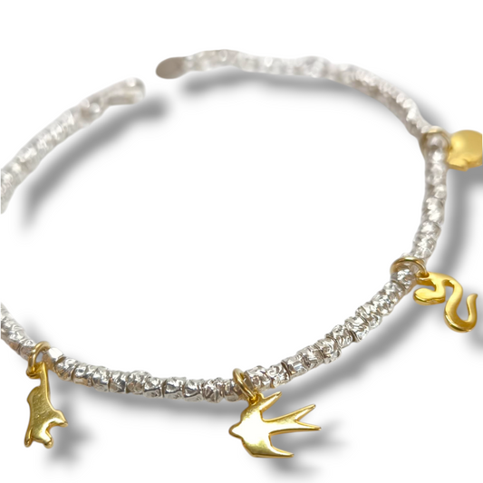 Bracciale Bracciale in argento a dadini con elementi dorati - Gioielli Pavan