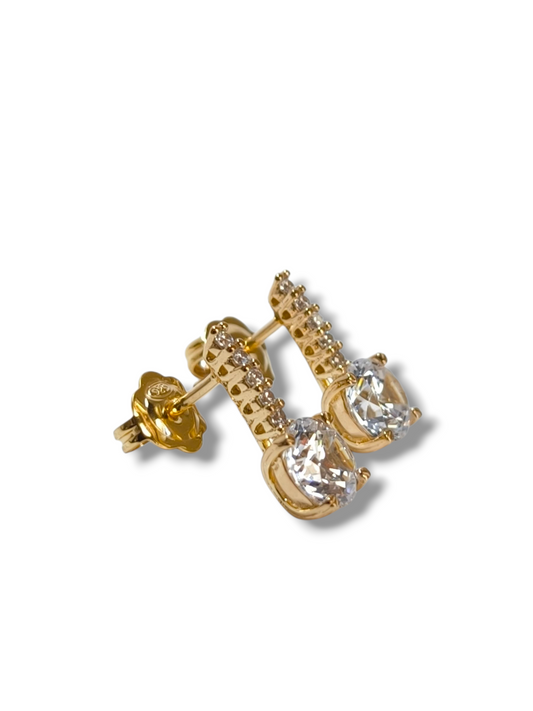 Orecchini Orecchini in argento dorato punto luce semi pendente con zirconi - Gioielli Pavan