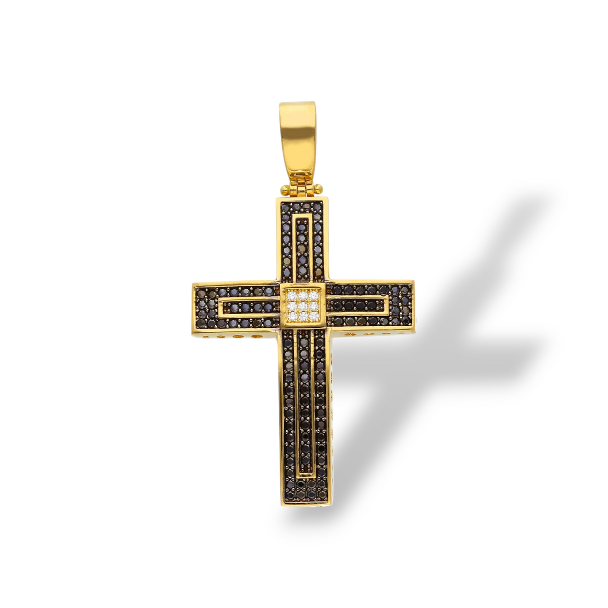 Ciondolo in oro a forma di Croce con pavè di zirconi - Gioielli Pavan