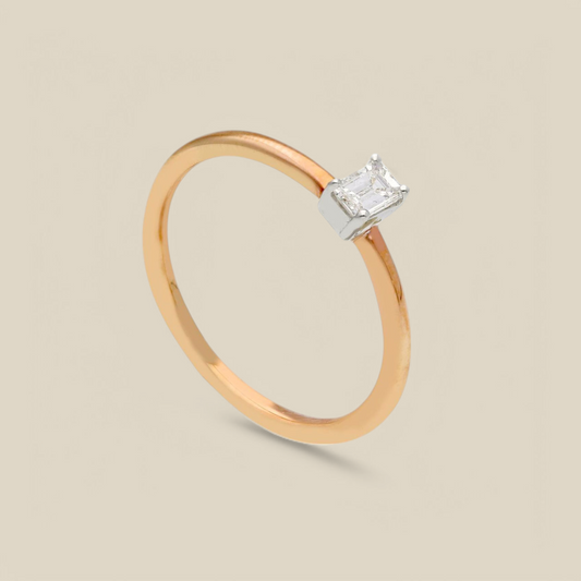 Anello Anello in oro con diamante taglio smeraldo 0,19ct - Gioielli Pavan