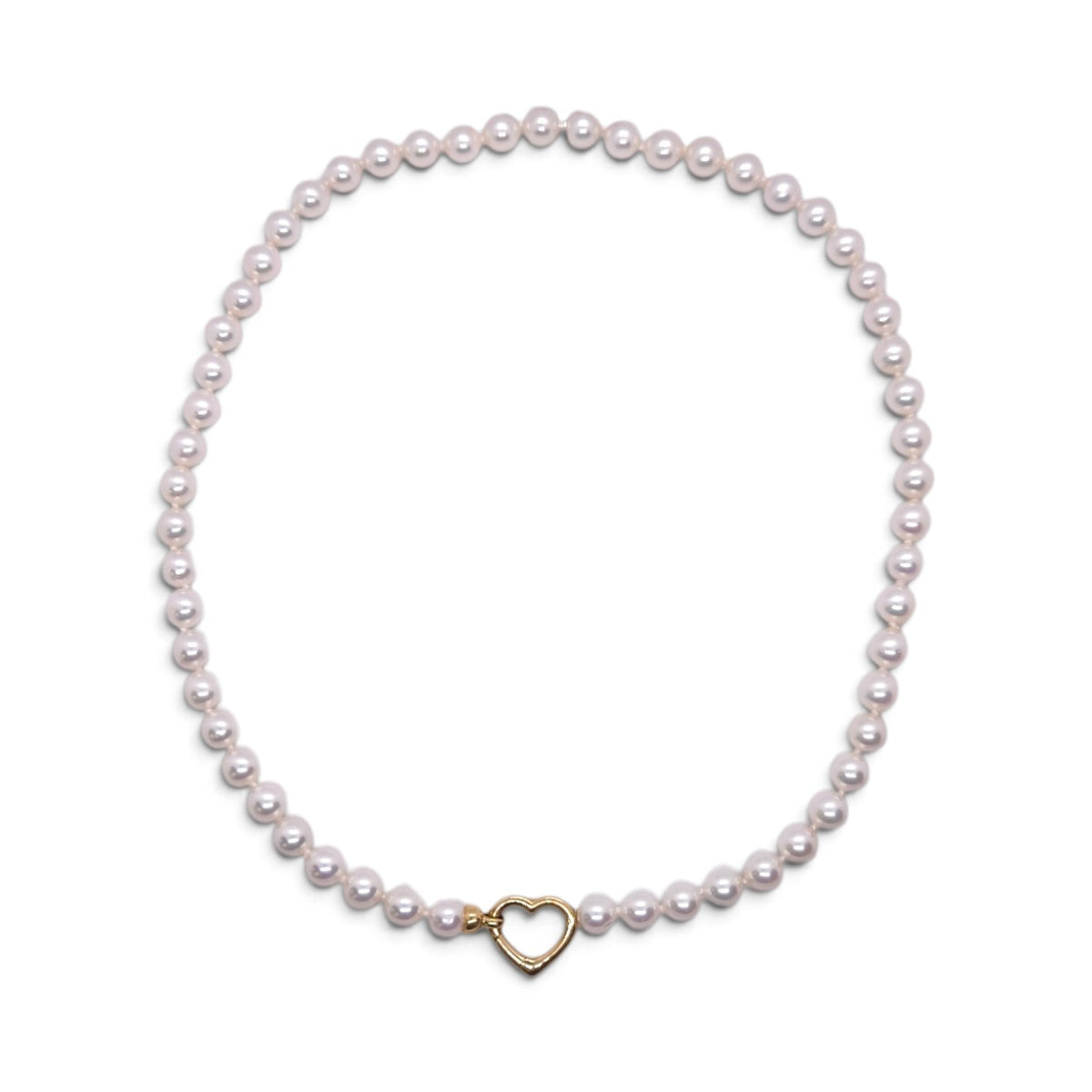 Girocollo di perle d’acqua dolce con cuore in oro giallo 18 kt