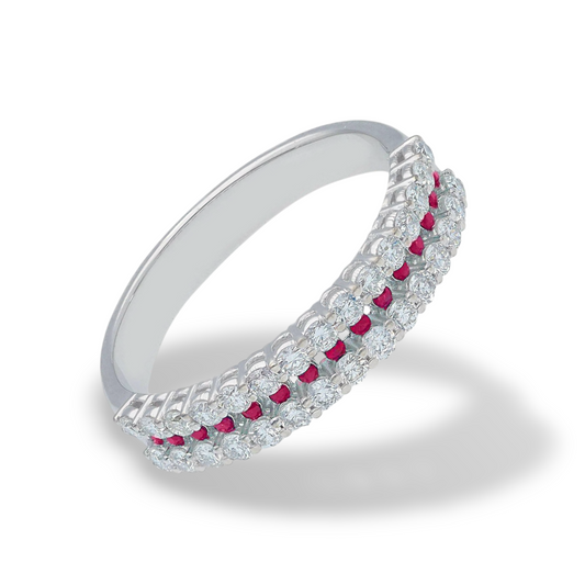 Anello Anello in oro con pavè di diamanti e rubini - Gioielli Pavan