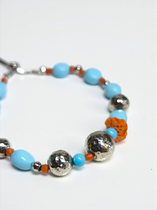 Bracciale Braccialetto in argento con turchese e corallo - Gioielli Pavan