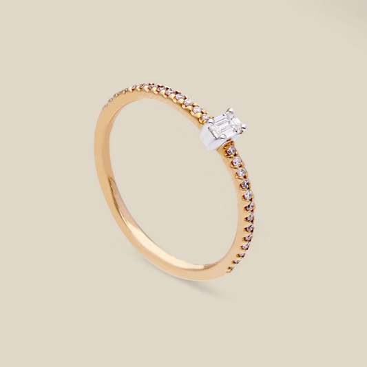 Anello Anello in oro con diamanti taglio smeraldo e brillante tot 0,22ct - Gioielli Pavan