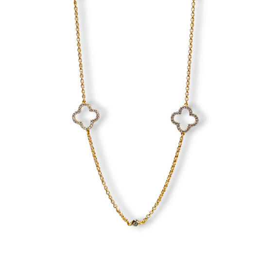 Collane Collana lunga in argento fiorellini traforati con zirconi a pavé - Gioielli Pavan