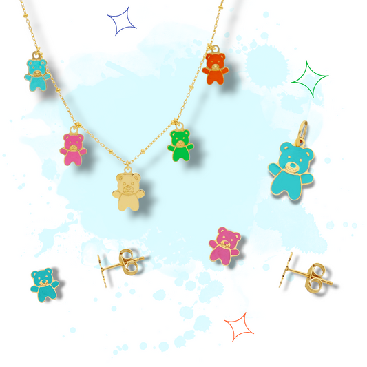 Girocollo Girocollo elementi orsetti smaltati colorati pendenti - Gioielli Pavan