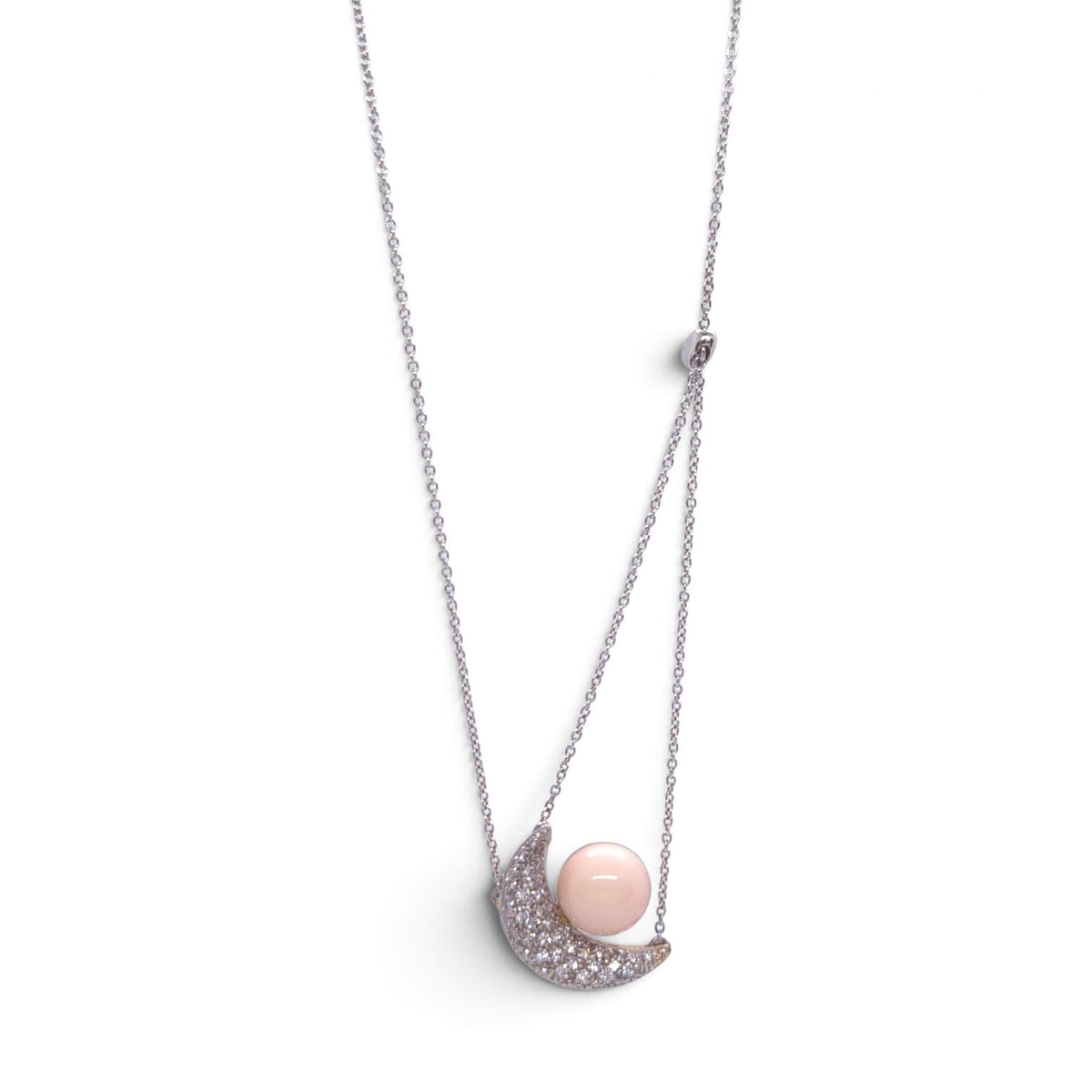 Girocollo in oro e platino con corallo rosa - Gioielli Pavan