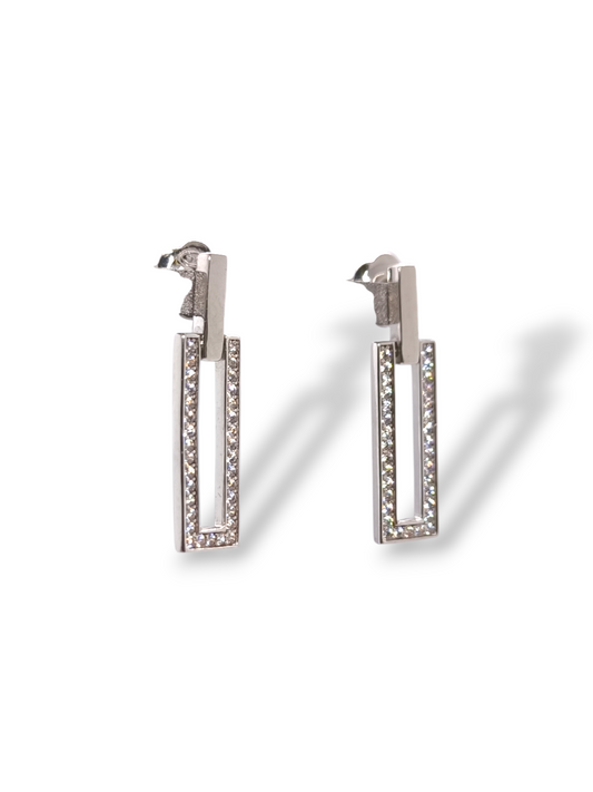 Orecchini Orecchini Geometrici Argento 925 con Zirconi Pavé - Gioielli Pavan