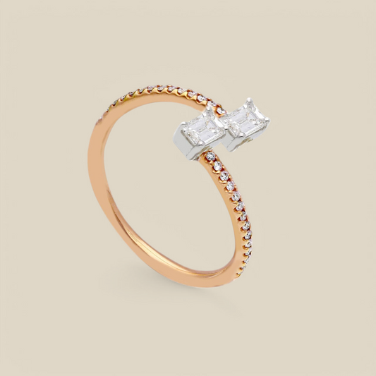 Anello Anello in oro con diamanti taglio smeraldo e brillante tot 0,35ct - Gioielli Pavan