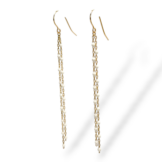 Orecchini Orecchini pendenti in oro con smalto bianco - Gioielli Pavan