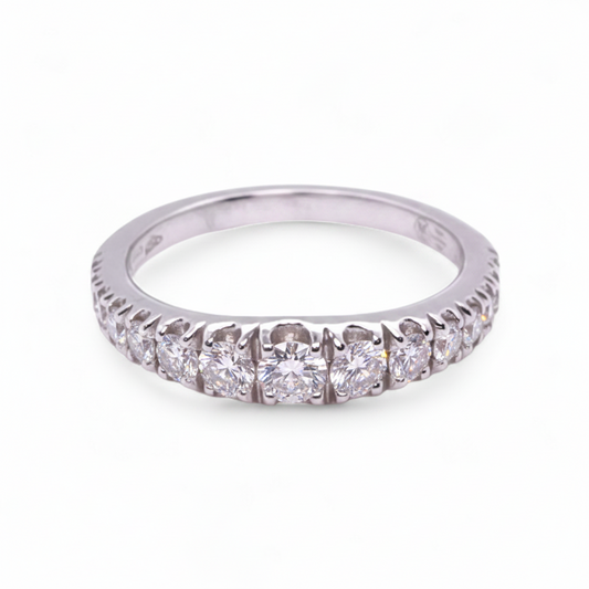 Anello Fedina Oro Bianco 18k con Diamanti Scalati - Gioielli Pavan