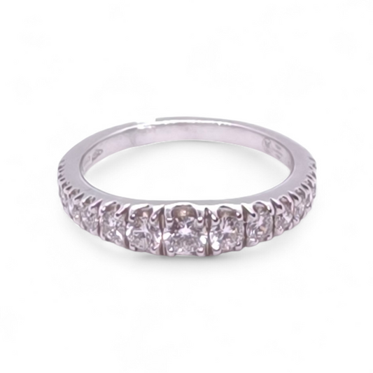 Anello Fedina Oro Bianco 18k con Diamanti Scalati - Gioielli Pavan