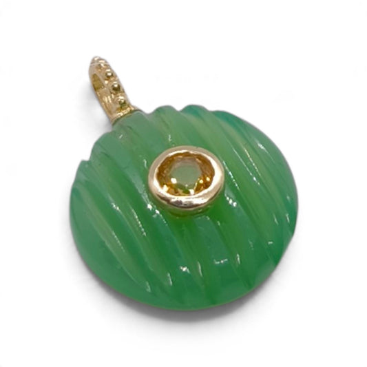 Ciondolo con quarzo verde e zirconia brown in argento dorato - Gioielli Pavan