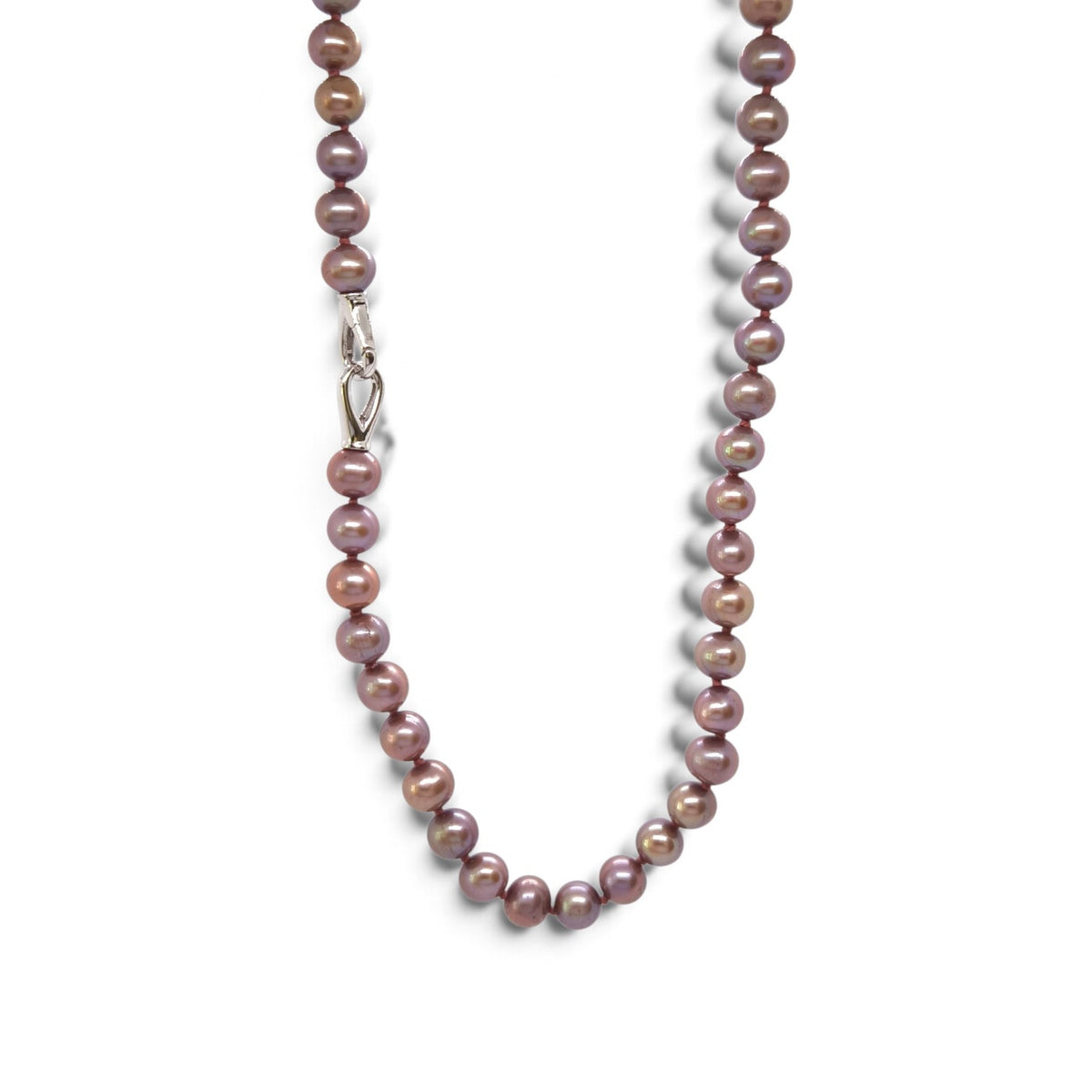 Silver choker with purple freshwater pearls