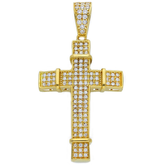 Ciondoli e pendenti Ciondolo in oro a forma di Croce squadrata con pavè di zirconi - Gioielli Pavan