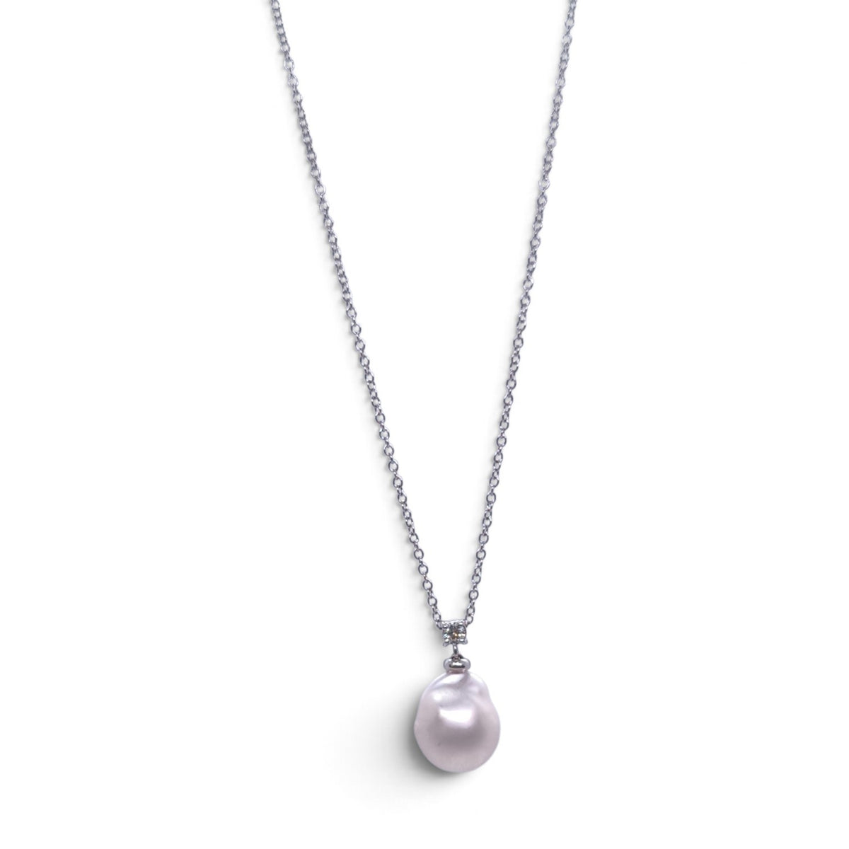Girocollo in oro bianco con perla australiana e diamante - Gioielli Pavan