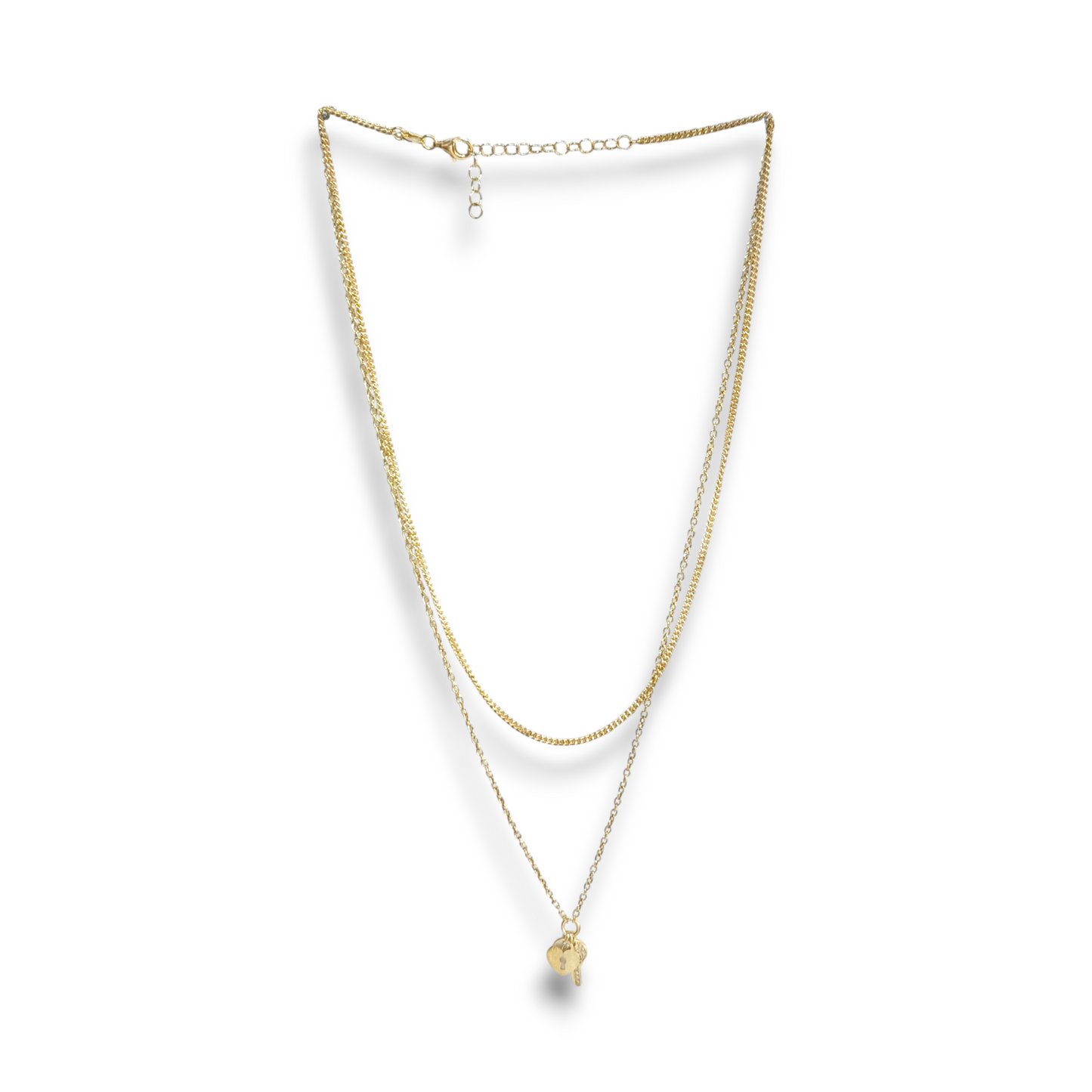 Girocollo Girocollo in argento dorato giallo con chiave e lucchetto con zirconi a pavé - Gioielli Pavan