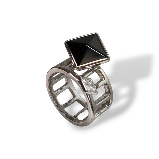 Anello Anello in oro con onice e diamanti - Gioielli Pavan
