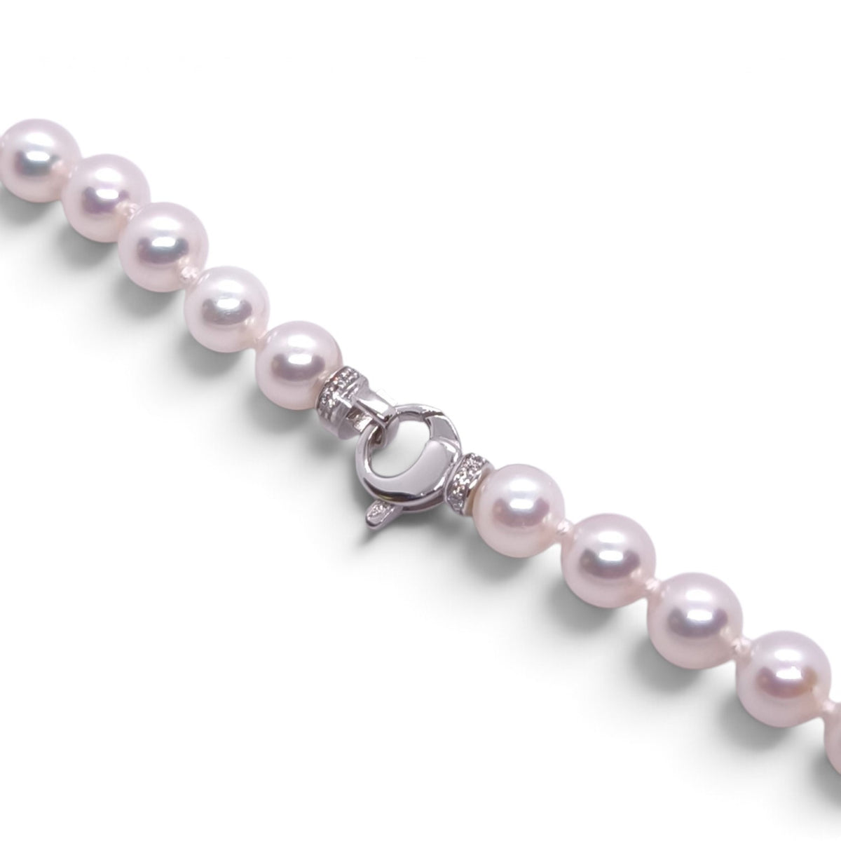 Collana di perle Akoya con chiusura in oro bianco 18 kt e diamanti - Gioielli Pavan