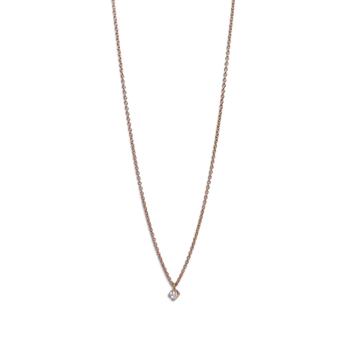 Girocollo punto luce in oro rosa 18 kt con diamante 0,10 ct - Gioielli Pavan
