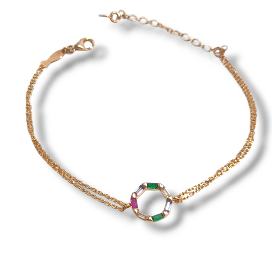 Bracciale Braccialetto in argento rosa con zirconi colorati - Gioielli Pavan