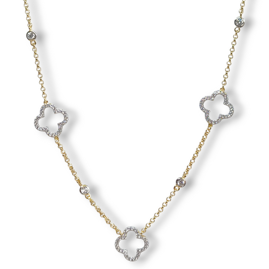 Collane Girocollo in argento con fiorellini traforati con zirconi - Gioielli Pavan