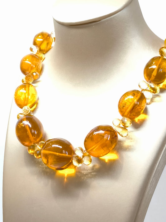 Girocollo Girocollo in oro con Ambra dominicana scalata semi sferica - Gioielli Pavan