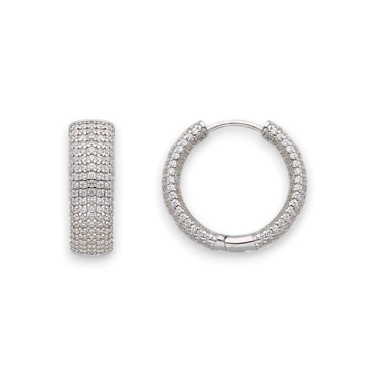 Orecchini in argento tondi con zirconi a pavè diam. 1,5 cm - Gioielli Pavan