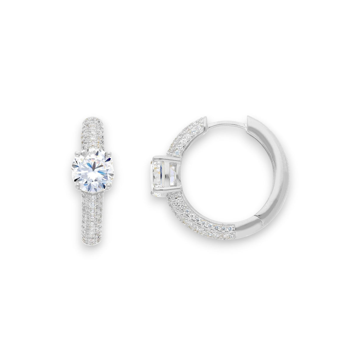 Orecchini in argento tondi con zirconi a pavè diam. 2 cm - Gioielli Pavan