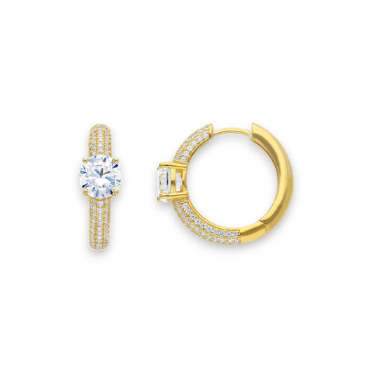 Orecchini Orecchini in argento tondi con zirconi a pavè diam. 2 cm - Gioielli Pavan