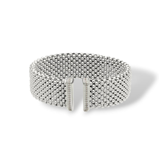 Bracciale Bracciale in argento a fascia aperto maglia a palline - Articolo con varianti - Gioielli Pavan