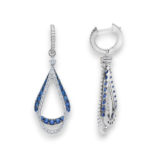 Orecchini Orecchini in oro con Diamanti e Zaffiri blu pendenti - Gioielli Pavan