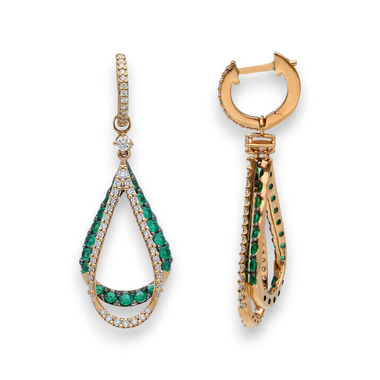 Orecchini Orecchini in oro con Diamanti e Smeraldi pendenti - Gioielli Pavan