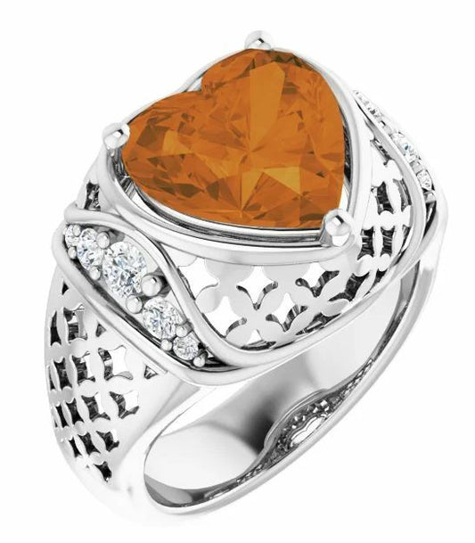 gemme Quarzo citrino a cuore naturale - Gioielli Pavan