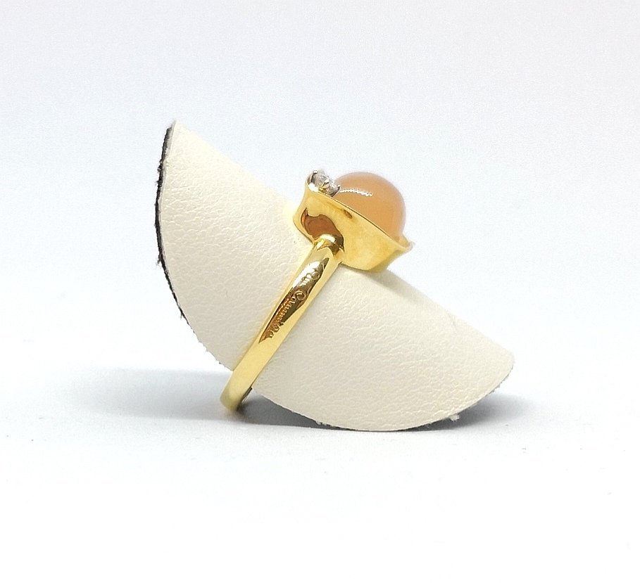 Anello Anello in oro Orange Apricot con diamante e moonstone - Gioielli Pavan