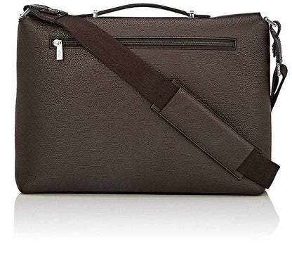 Serapian slim briefcase with lock evolution kaki