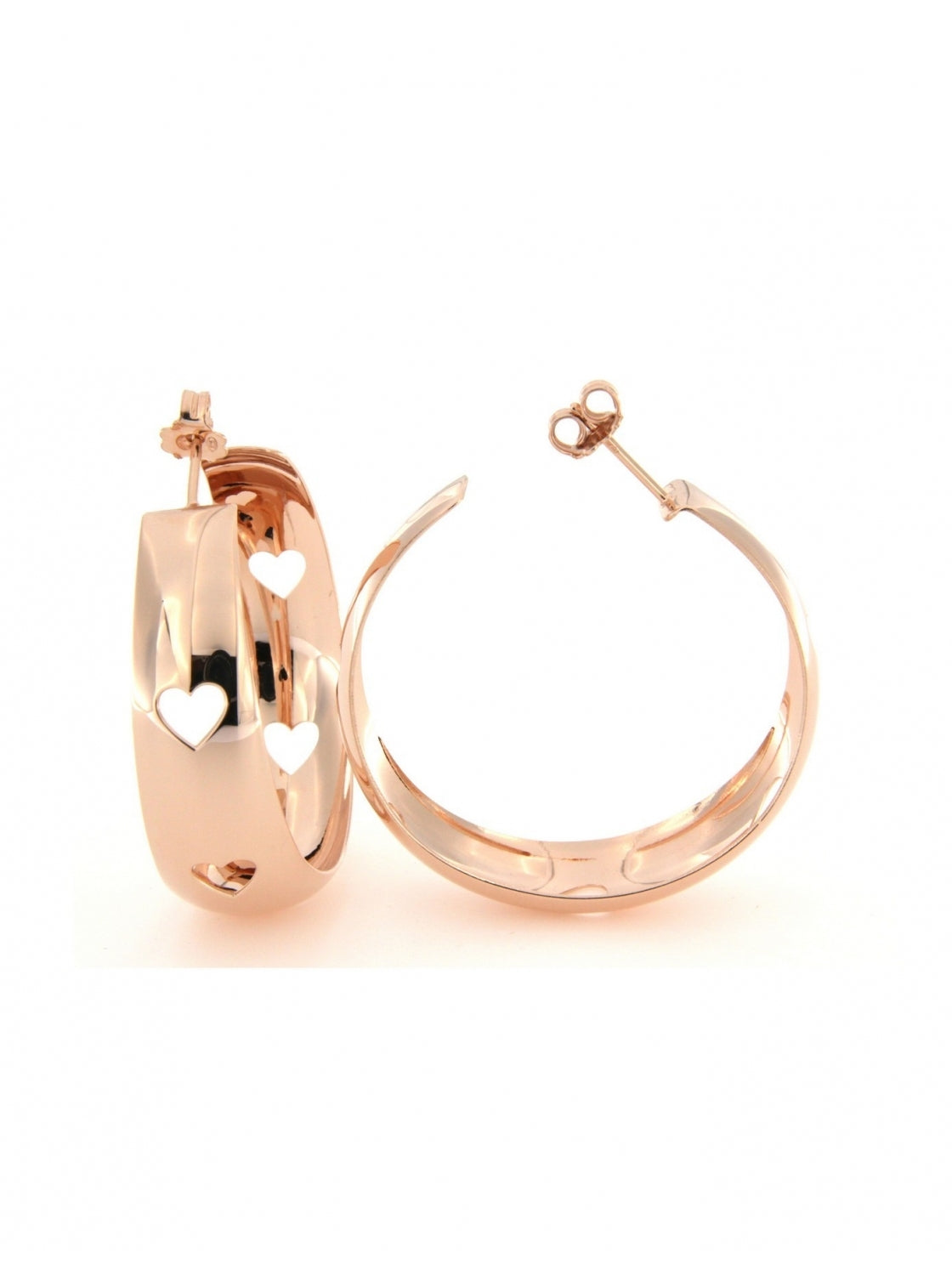 Orecchini Orecchini in argento dorato rosa cerchio con traforo cuore - Gioielli Pavan