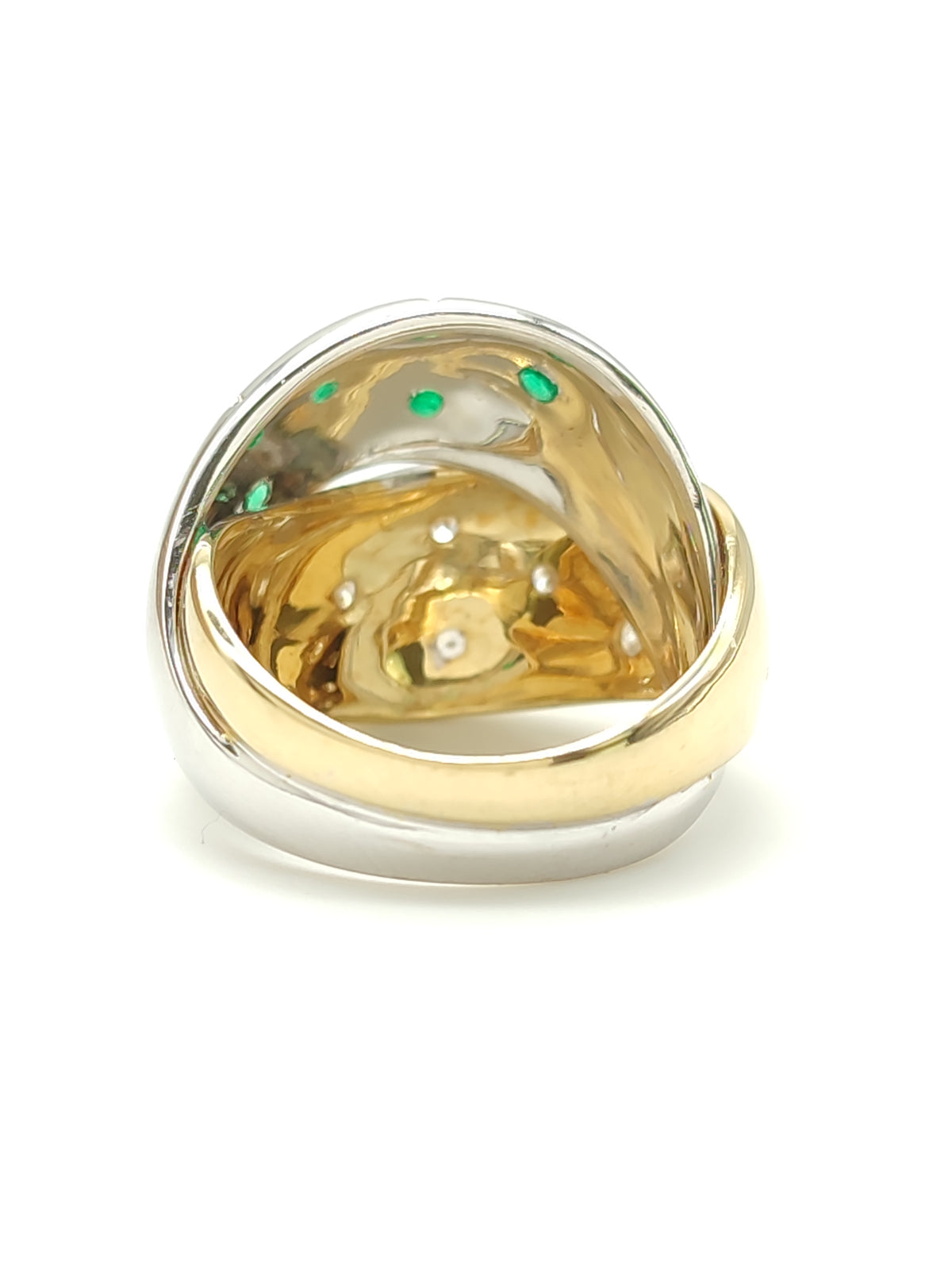Anello in oro a fascia con diamanti e smeraldi - Gioielli Pavan