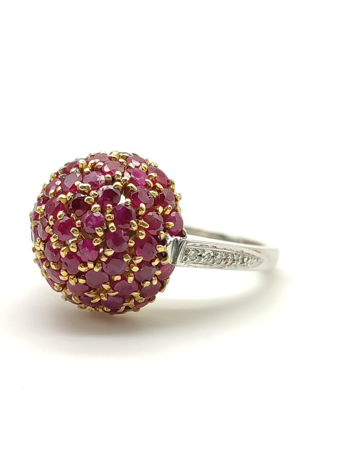 Anello in oro bianco con rubini e diamanti - Gioielli Pavan