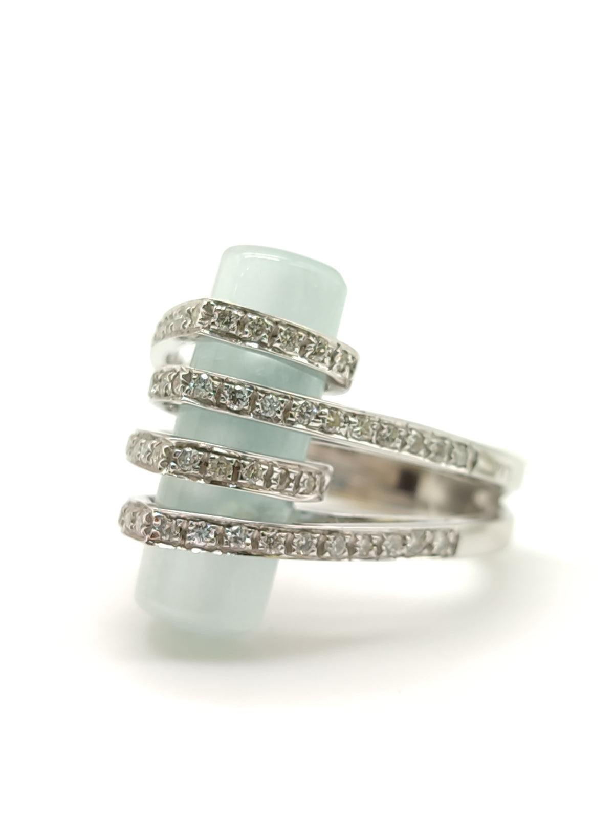 Anello in oro bianco 18kt con acquamarina e diamanti - Gioielli Pavan