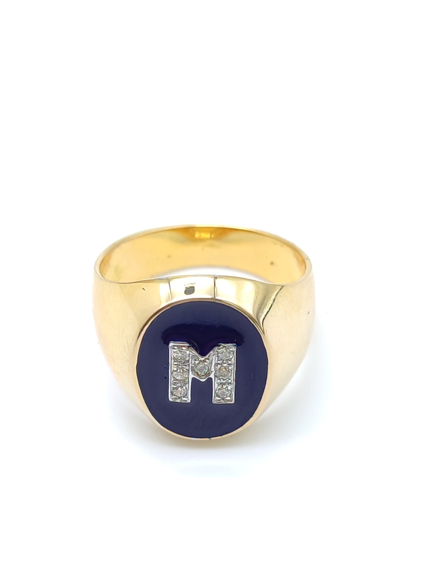Anello Anello Chevalier in oro con diamanti lettera M - Gioielli Pavan
