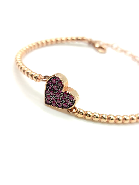 Bracciale Bracciale in argento con pavé di zirconi rossi a cuore - Gioielli Pavan