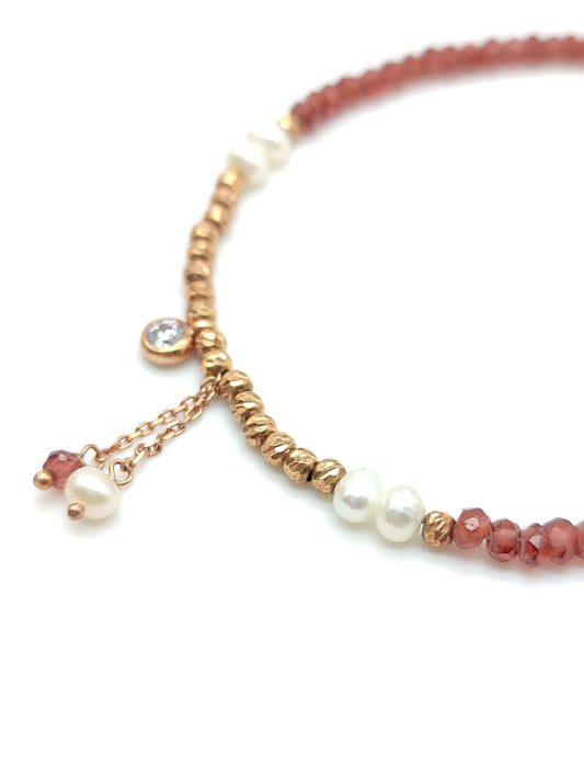 Bracciale Bracciale in argento con quarzo madera, perle e zirocne - Gioielli Pavan