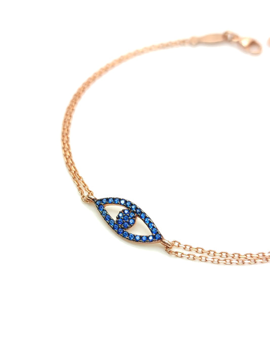 Bracciale Braccialetto in argento con occhi turco con zirconi blu - Gioielli Pavan